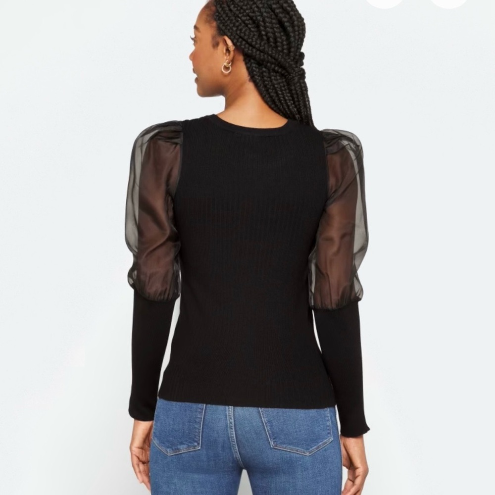 Design History Sweater Puff Sleeve Mixed Media Eloise Black XL NWT New - Picture 2 of 8